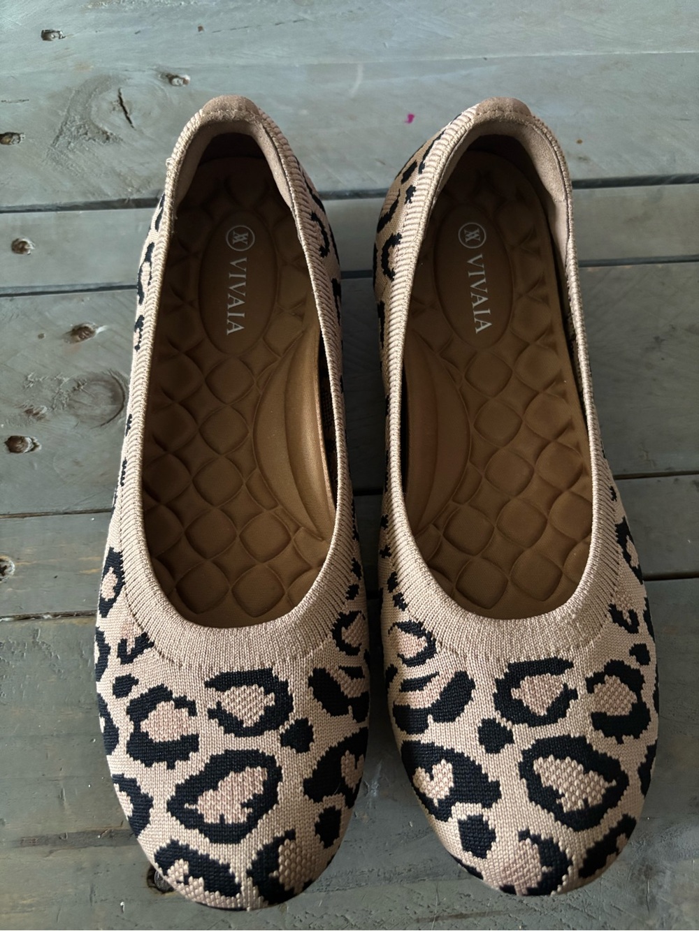Vivaia Women's Ballet Flats in Beige Leopard Size 9.5